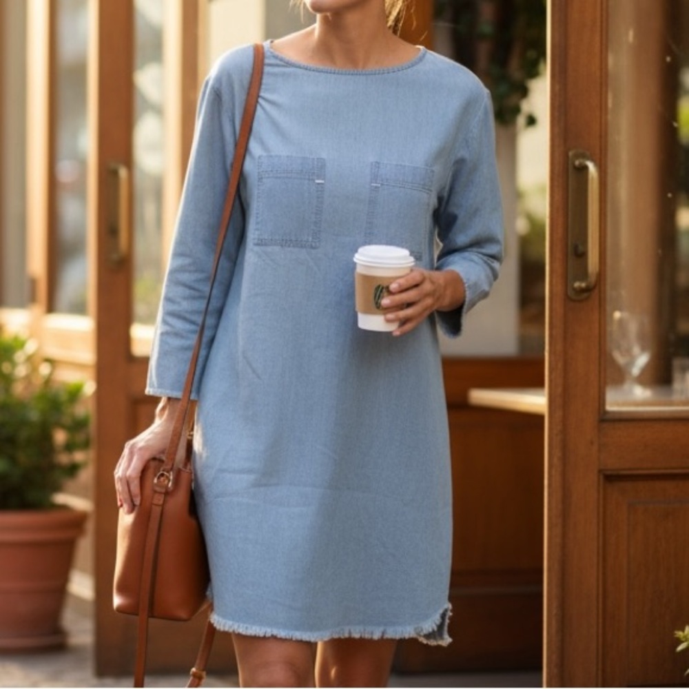 Bec & Bridge Chambray Raw Hem Western‎ Denim Dress